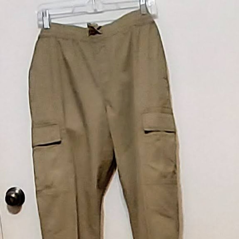 Sonoma Brand New  Tan Slim Mens Cargo Pants SZ L 6 Pockets Pull On